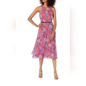 Tommy Hilfiger Pink and Blue Floral Midi Dress